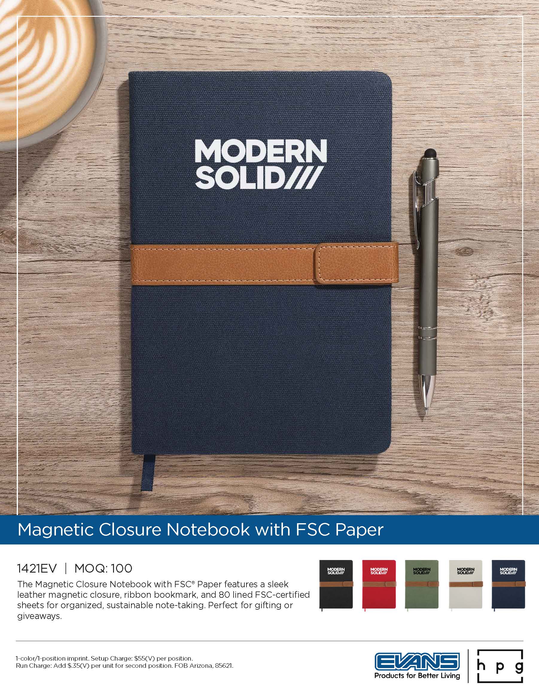 1421EV Magnetic Closure Notebook with FSC Paper