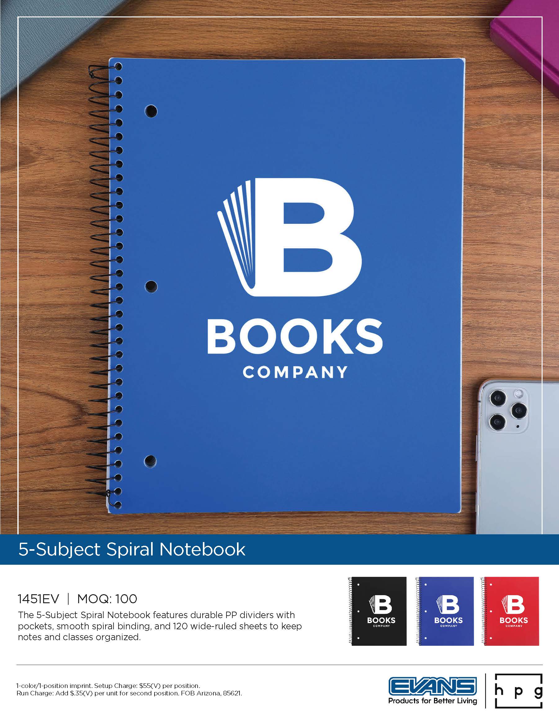 1451EV 5-Subject Spiral Notebook