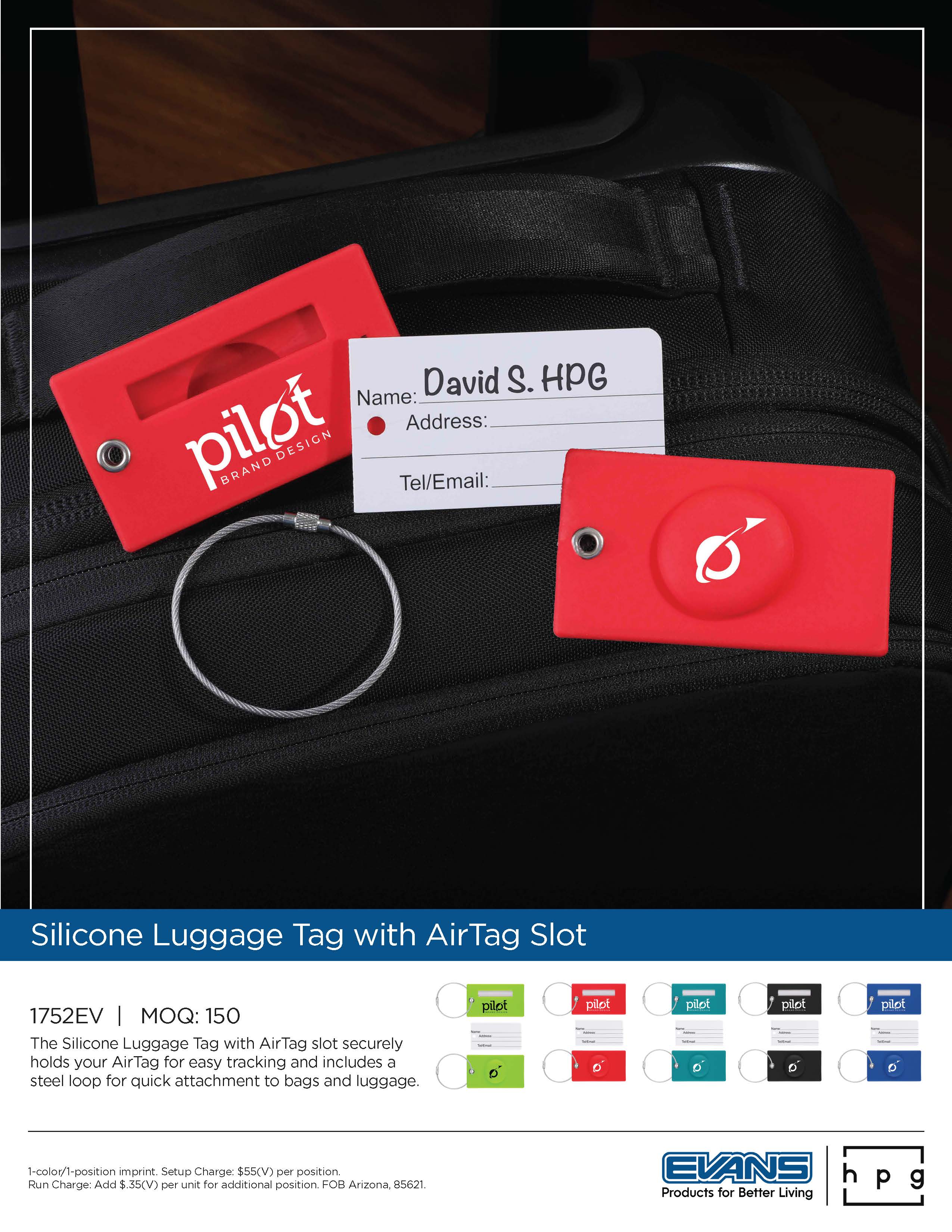 1752EV Silicone Luggage Tag with AirTag Slot