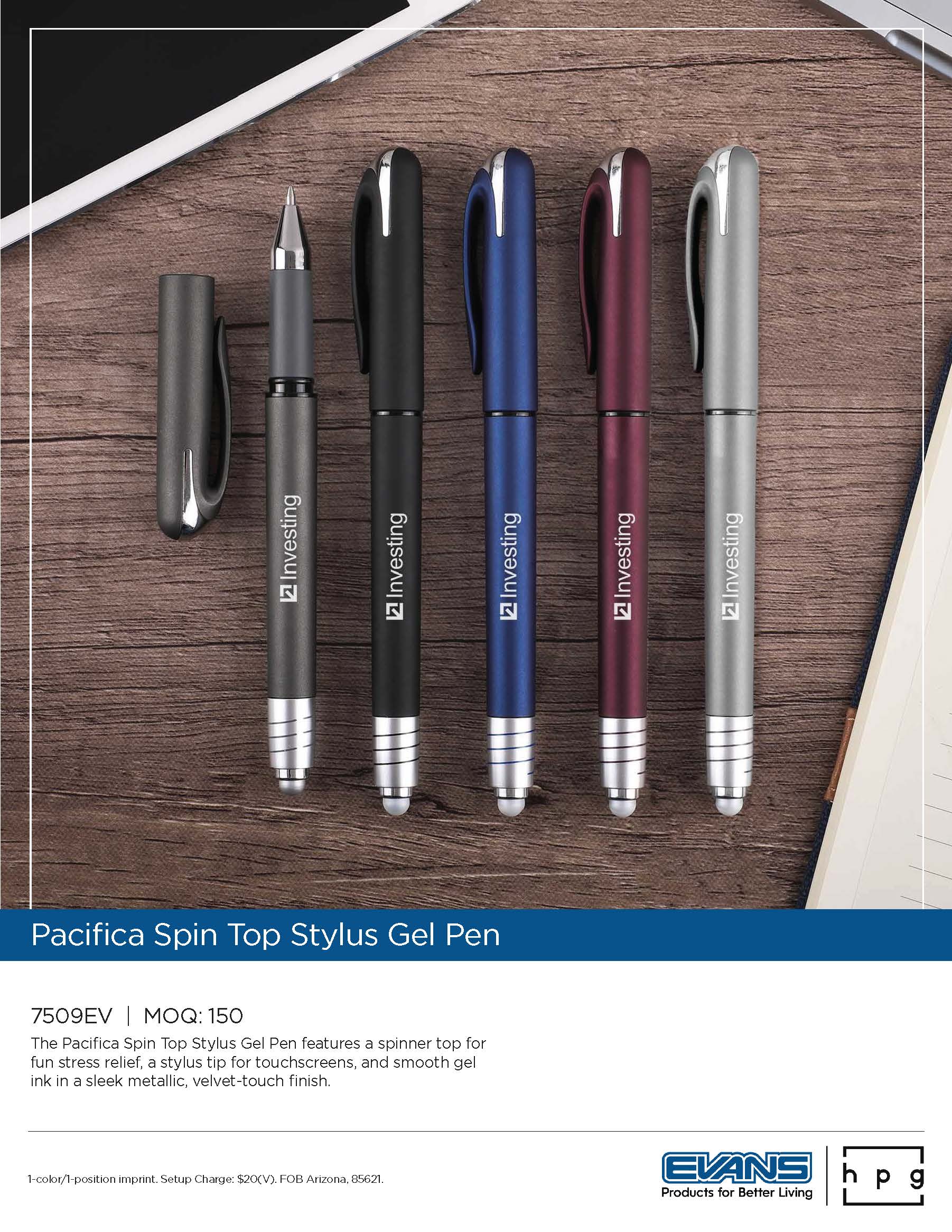 7509EV Pacifica Spin Top Stylus Gel Pen