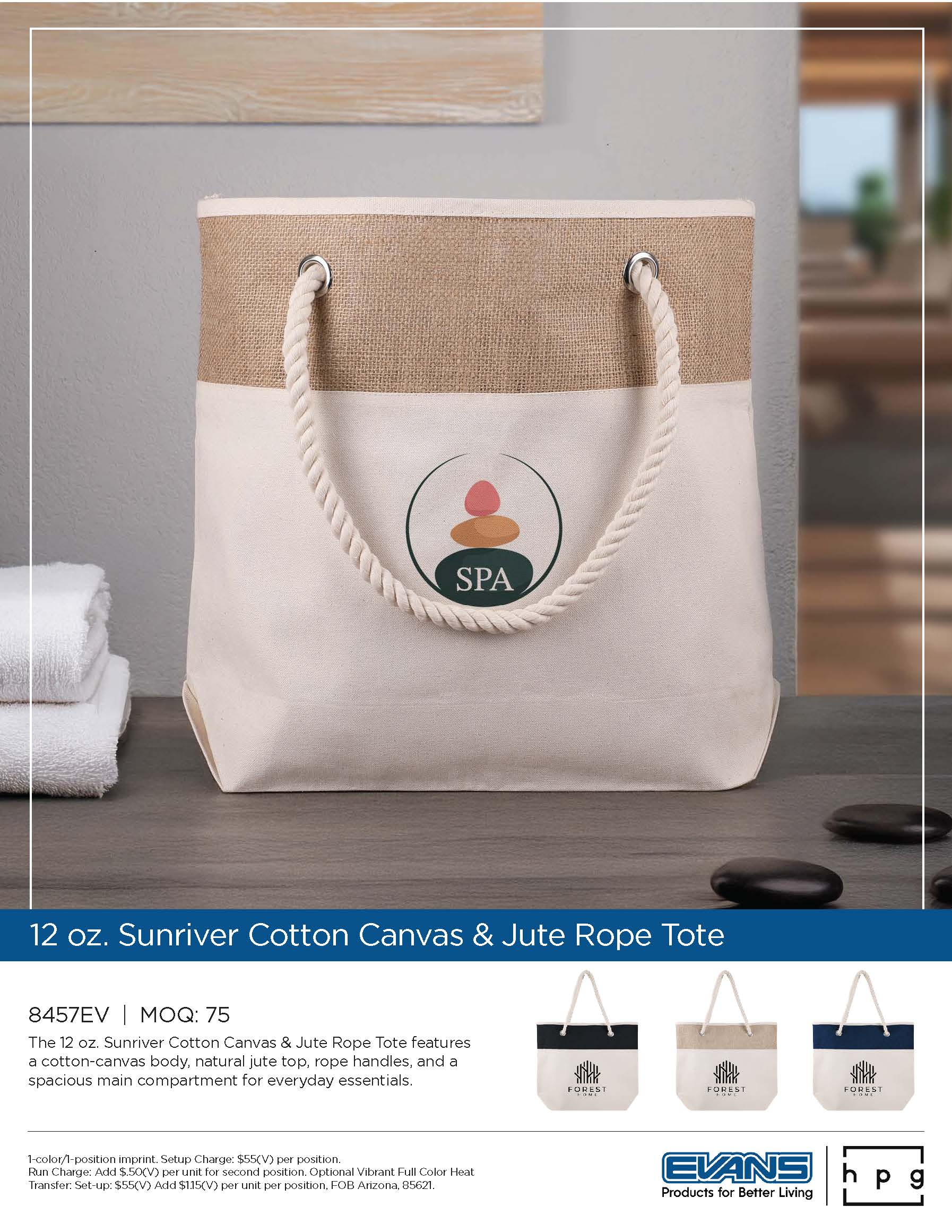 8457EV Sunriver Cotton Canvas & Jute Rope Tote